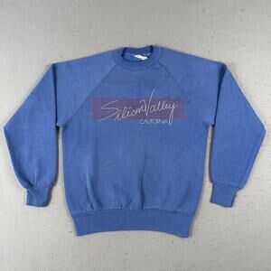 Vtg 80s Silicon Valley California Crew Neck Men’s Medium Blue Pullover